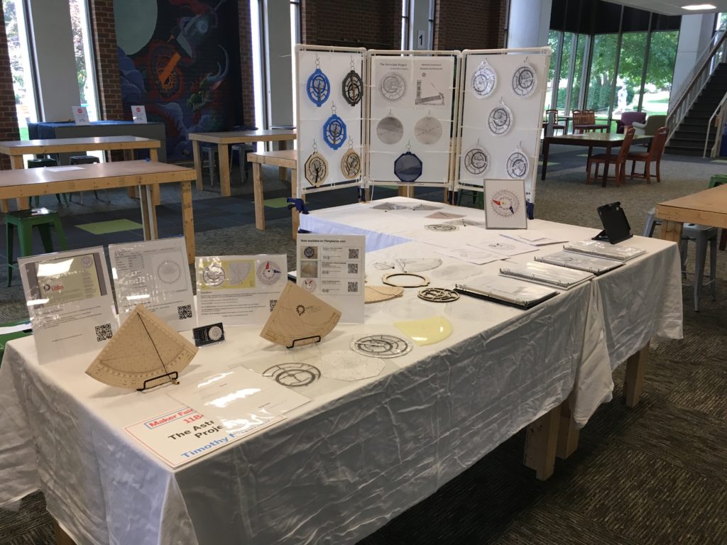 Astrolabes were on display at the maker faire booth