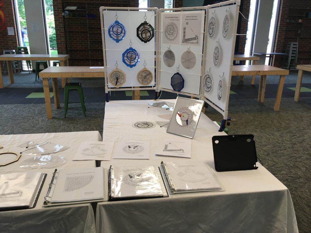 Astrolabes were on display at the maker faire booth